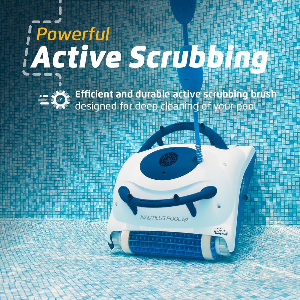 Dolphin Nautilus Pool Up Automatic Robotic Pool Vacuum Cleaner, Floor and Walls Scrubber Brush, Ideal for Above/In-Ground Pools Up to 26 FT in Length