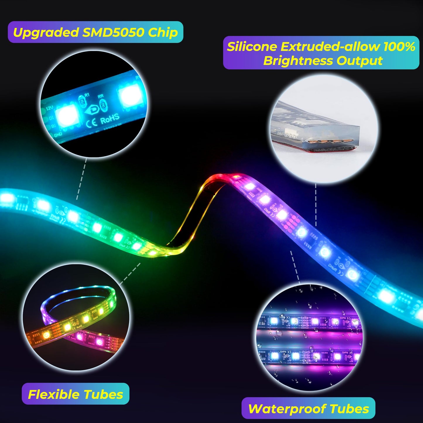 12pcs Golf Cart Lights with 12V-72V Voltage Reducer, RGB Led Underglow Light Kit with 2 Remotes and App Control, Waterproof, Sound Active, Battery Drain Protect Kill Switch Golf Cart Light