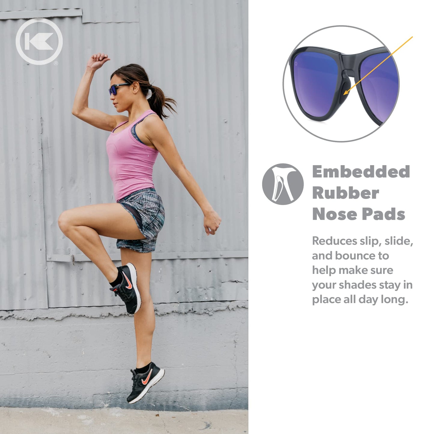 Knockaround Premiums Sport - Polarized Running Sunglasses for Women & Men - Impact Resistant Lenses & Full UV400 Protection, Jelly Black Frame/Blue Moonshine Lenses