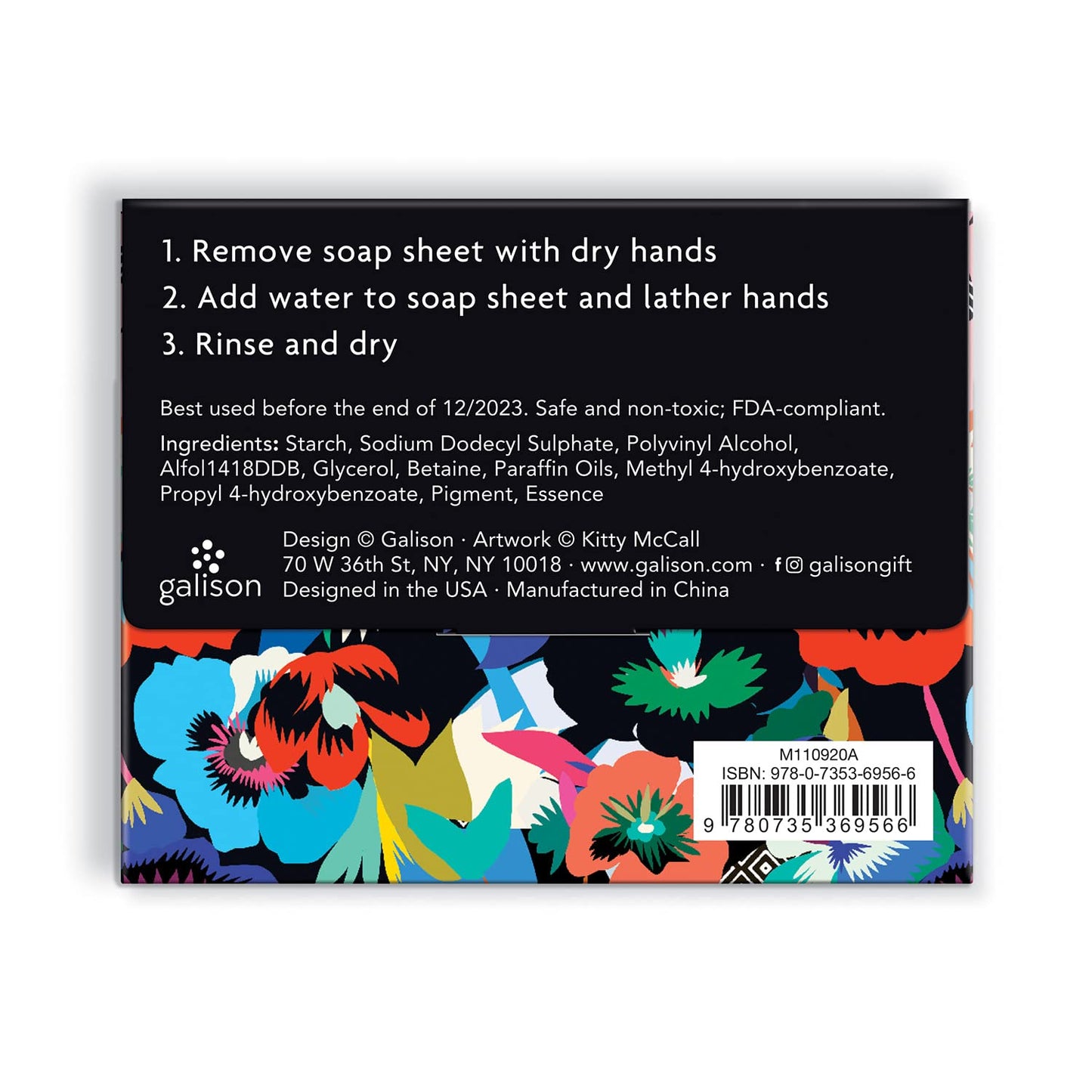 Kitty McCall Soap Sheets from Galison - 1 Package (30 Unscented Sheets), Convenient Biodegradable Hand Soap Sheets for On-The-Go Life, Features Beautiful Floral Design, 2.65” x 3.25” x 0.2”
