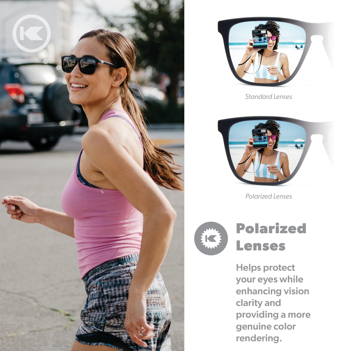 Knockaround Fast Lanes Sport - Polarized Sunglasses For Running & Fitness (Matte Black Frame/Black Smoke Lenses)