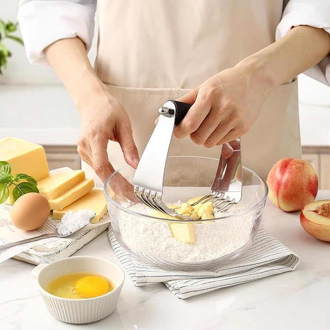 Spring Chef Stainless Steel Magnetic Measuring Cups & Spoons, Set of 15 & Large Dough Blender & Biscuit Cutter Set - 2 Product Bundle - Black