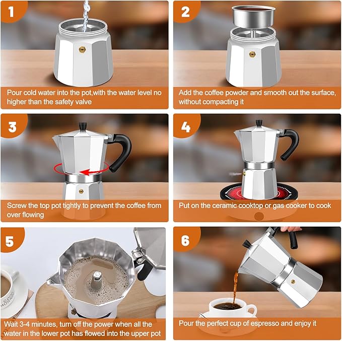 9 Cup Aluminum Espresso Stovetop Moka Pot Express Coffee Maker Percolator Italian Classic Mocha Coffee Machine for Italian and Cuban Cafe Brewing for Home & Camping 450ml 15oz
