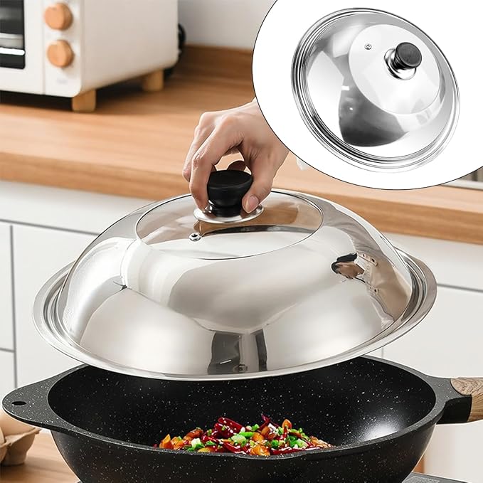 Tempered Glass Frying Pan Lids with Handle 11.8 Inch Universal Replacement Cover Fry Pan Lid for Skillets, Round Cast Iron, Cast Aluminium, Stainless Steel Pans(30cm)