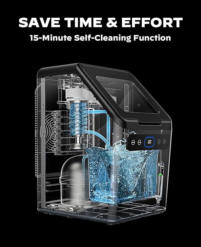 Silonn Nugget Ice Makers Countertop,Timer Pebble Ice Maker with Soft Chewable Ice, 44lbs per Day Ice Machine with Self-Cleaning,One-Click Operation, Stainless Steel