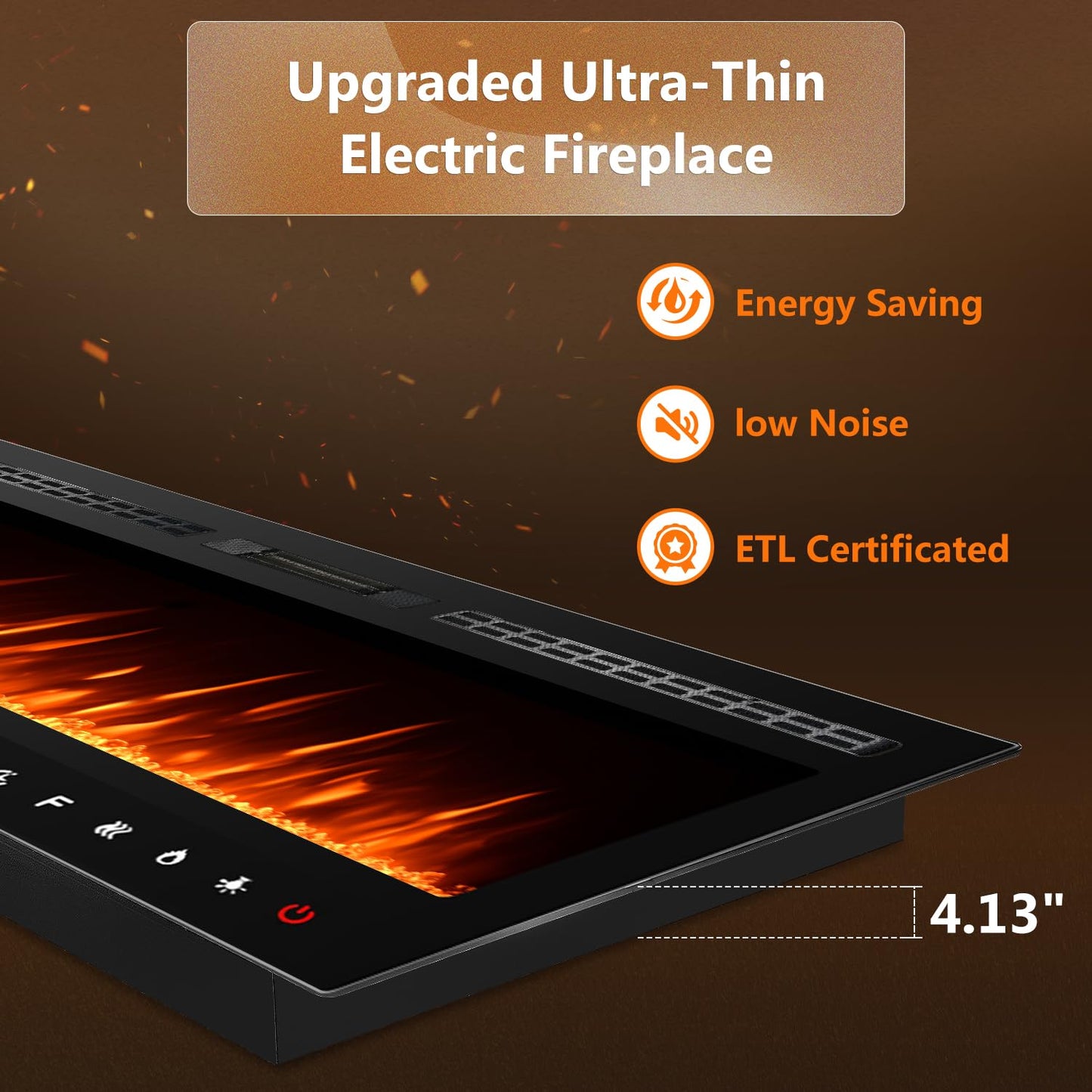 80 inch Ultra-Thin Electric Fireplace, Fireplaces Heater Wall Recessed or Wall Mounted, with Touch Screen Control Panel/Remote Control, Log & Crystal Included - 1500/750 Watt Heater