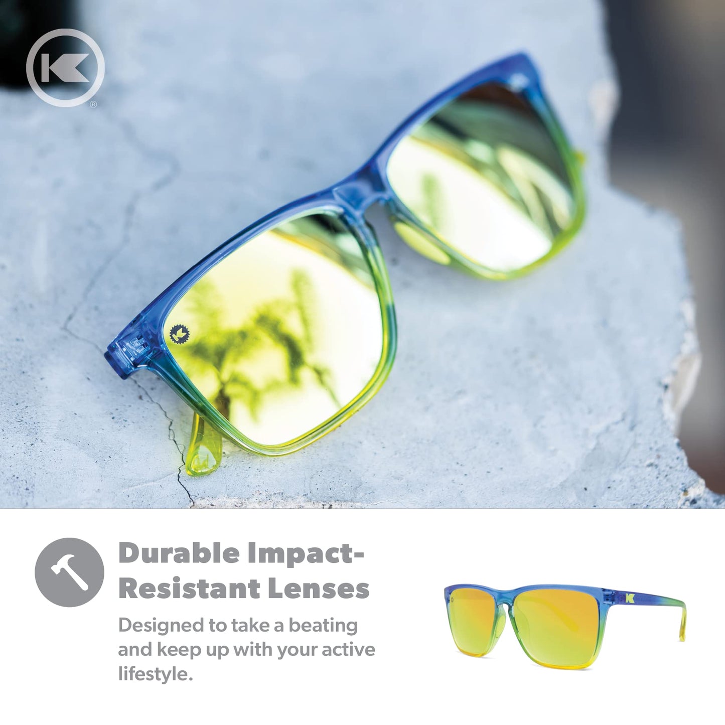 Knockaround Fast Lanes Sport - Polarized Running Sunglasses for Women & Men - Impact Resistant Lenses & Full UV400 Protection, Cool Runnings