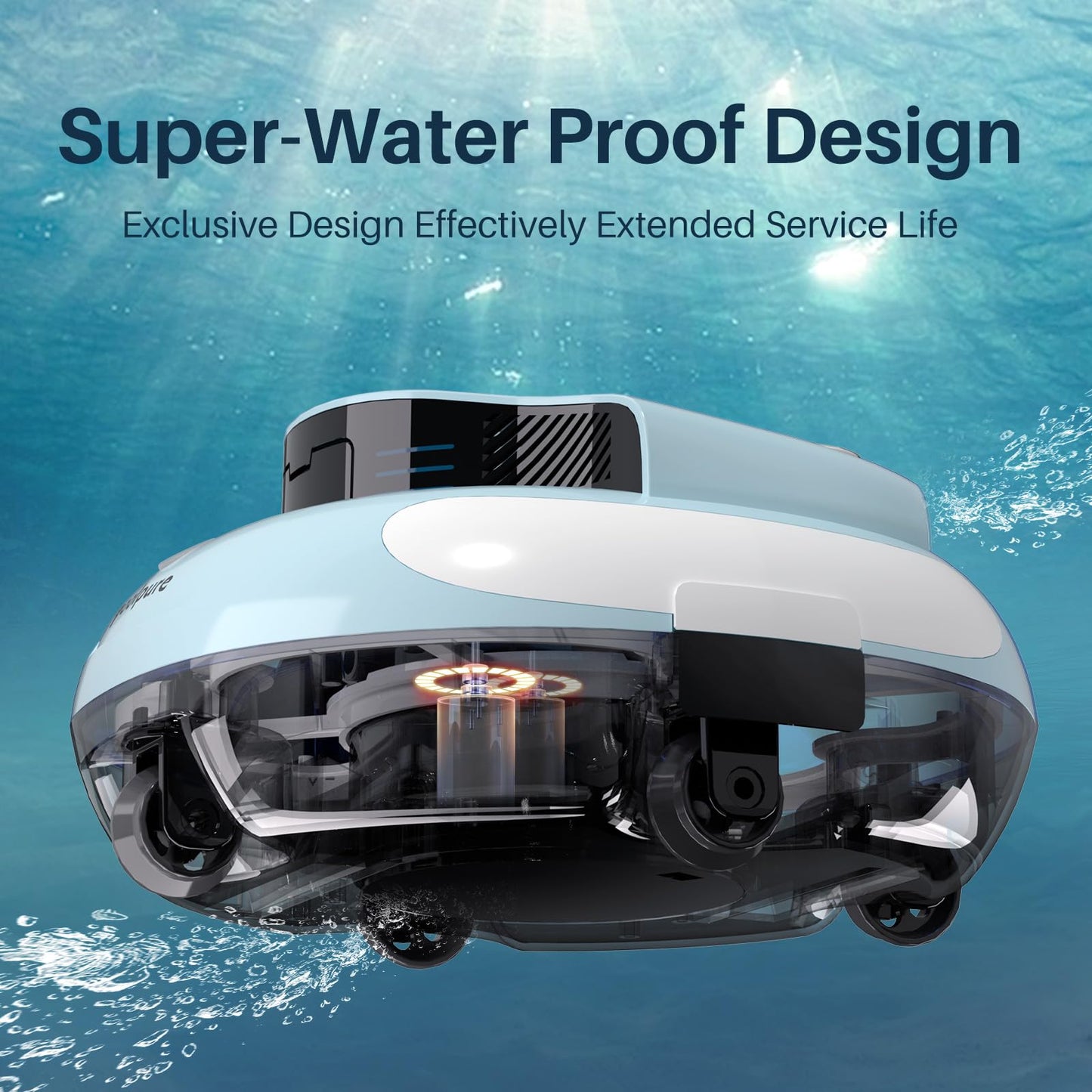 AquaGuard SE III Cord-Free Robotic Pool Cleaner with Dual 30w Motors, Self-Parking, Ideal for Pools Up to 40 Feet, 100-Minute Runtime, Pool Vacuum Robot, 2025 Upgrade (White Blue)