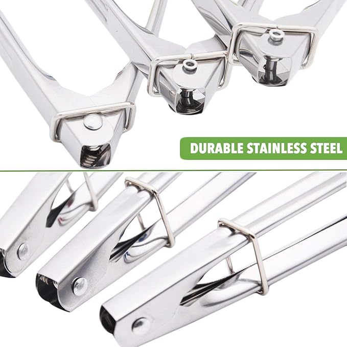 7-Inch Stainless Steel Tongs with Silicone Tips Locking Metal Food Tongs, Set of 3 (Purple)