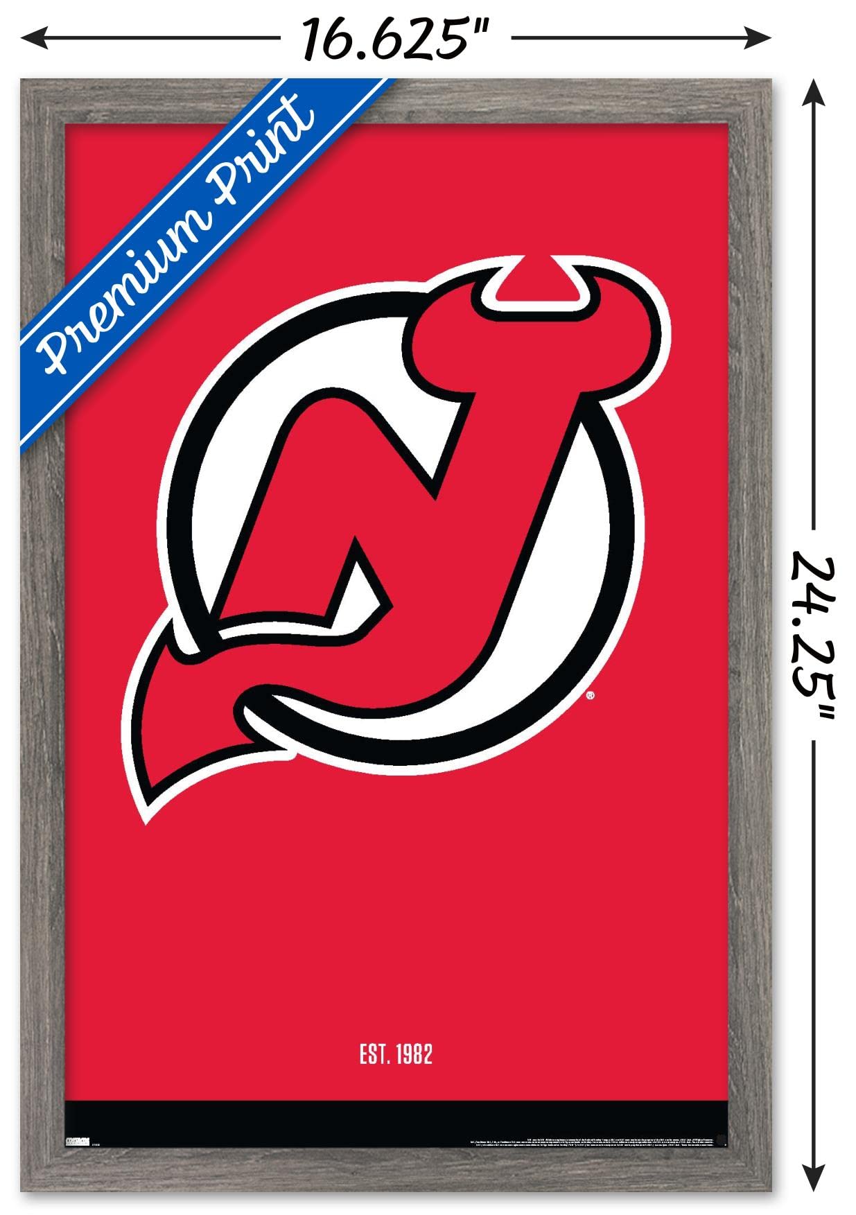 Trends International NHL New Jersey Devils - Logo 21 Wall Poster, 14.725" x 22.375", Barnwood Framed Version