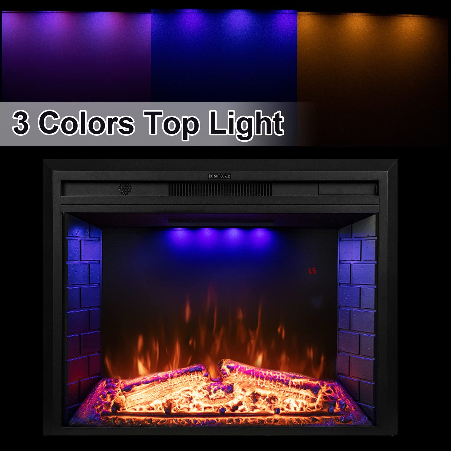 Dreamflame 36 inch Wide 21 inch High Electric Fireplace, Wall Fireplace Electric with Remote Control, Realistic Log and Crackling Sound, Overheating Protection and Timer, 750/1500W Black