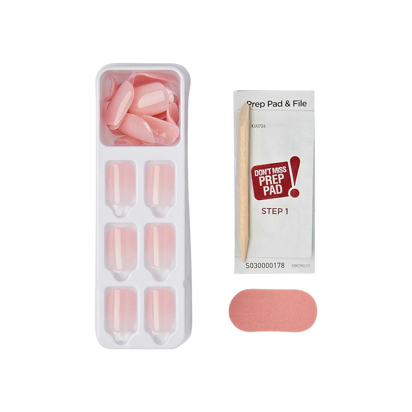 KISS imPRESS No Glue Mani Press-On Nails, Color, 'Instinct', Light Pink, Short Size, Squoval Shape, Includes 30 Nails, Prep Pad, Instructions Sheet, 1 Manicure Stick, 1 Mini File