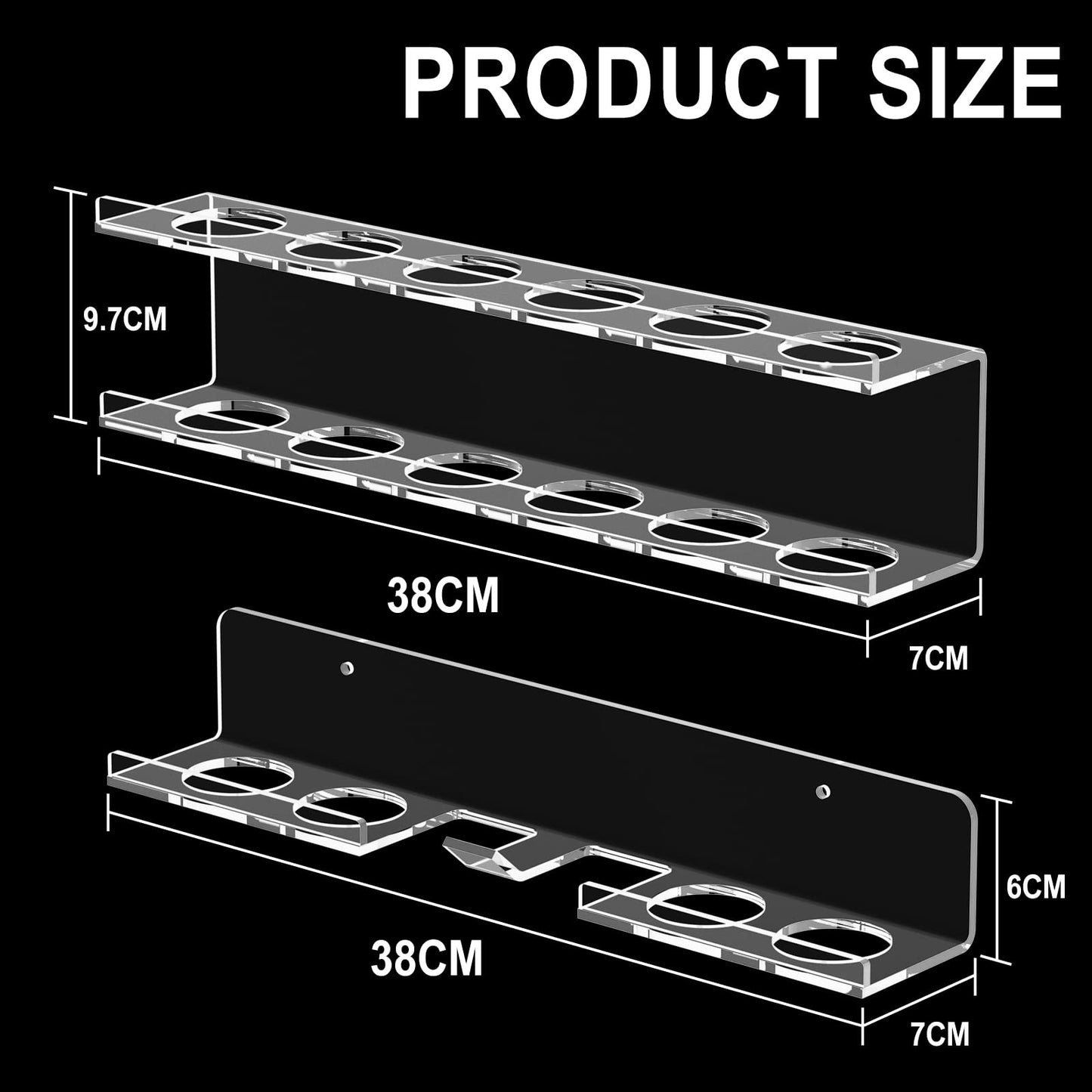 Cosmos Acrylic Billiard Ball Storage Shelf Set Pool Ball Wall Mount Rack Pool Accessory Wall Holder for 16 Balls Billiard Pool Ball Cue Ball Billiard Ball Rack in Billiard Room Bar (Transparent Clear)