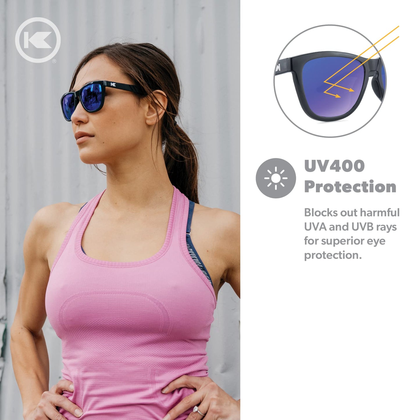 Knockaround Premiums Sport - Polarized Running Sunglasses for Women & Men - Impact Resistant Lenses & Full UV400 Protection, Jelly Black Frame/Blue Moonshine Lenses