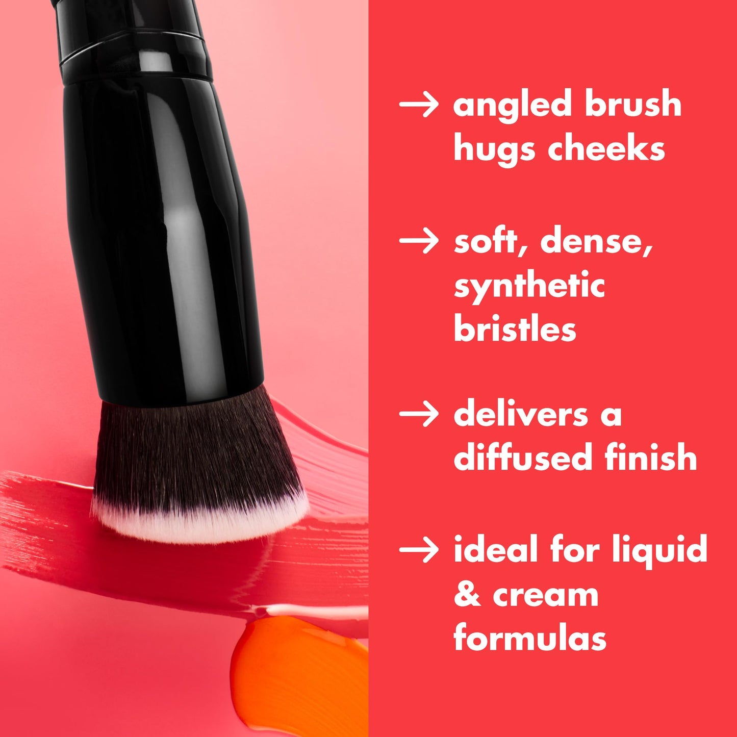 e.l.f. Camo Liquid Blush Brush, Angled Blush Brush Ideal For Applying & Blending Colors On Cheeks, Soft, Dense Bristles, Vegan & Cruelty-free