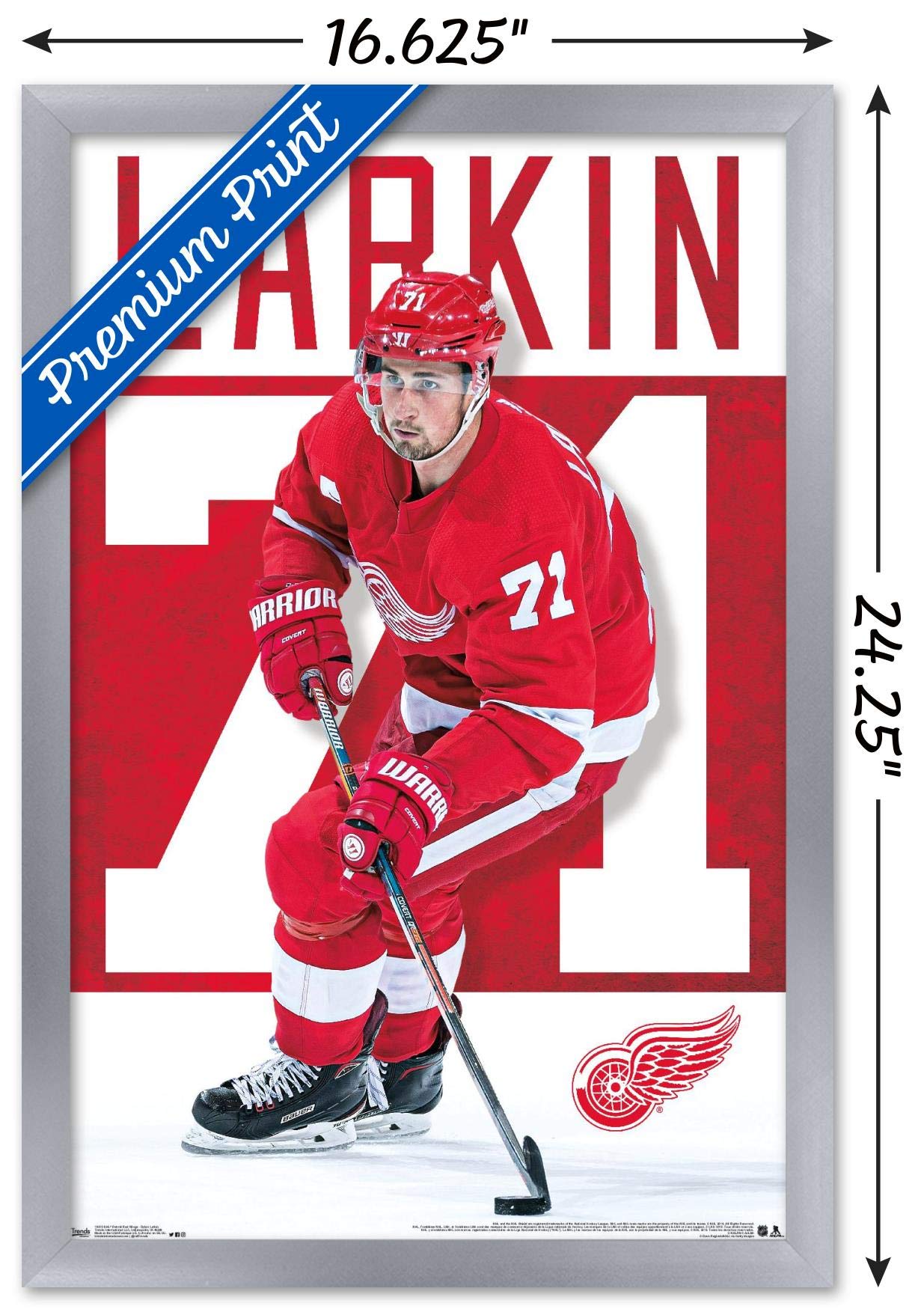 Trends International NHL Detroit Red Wings - Dylan Larkin Wall Poster, 14.725" x 22.375", Silver Framed Version