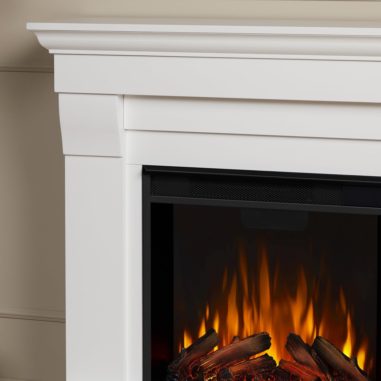 Real Flame Chateau 41” Electric Fireplace with Mantel for Living Room or Bedroom, Replaceable Fireplace Insert Heater, Realistic Log and Flame Effect, Remote Control, Timer