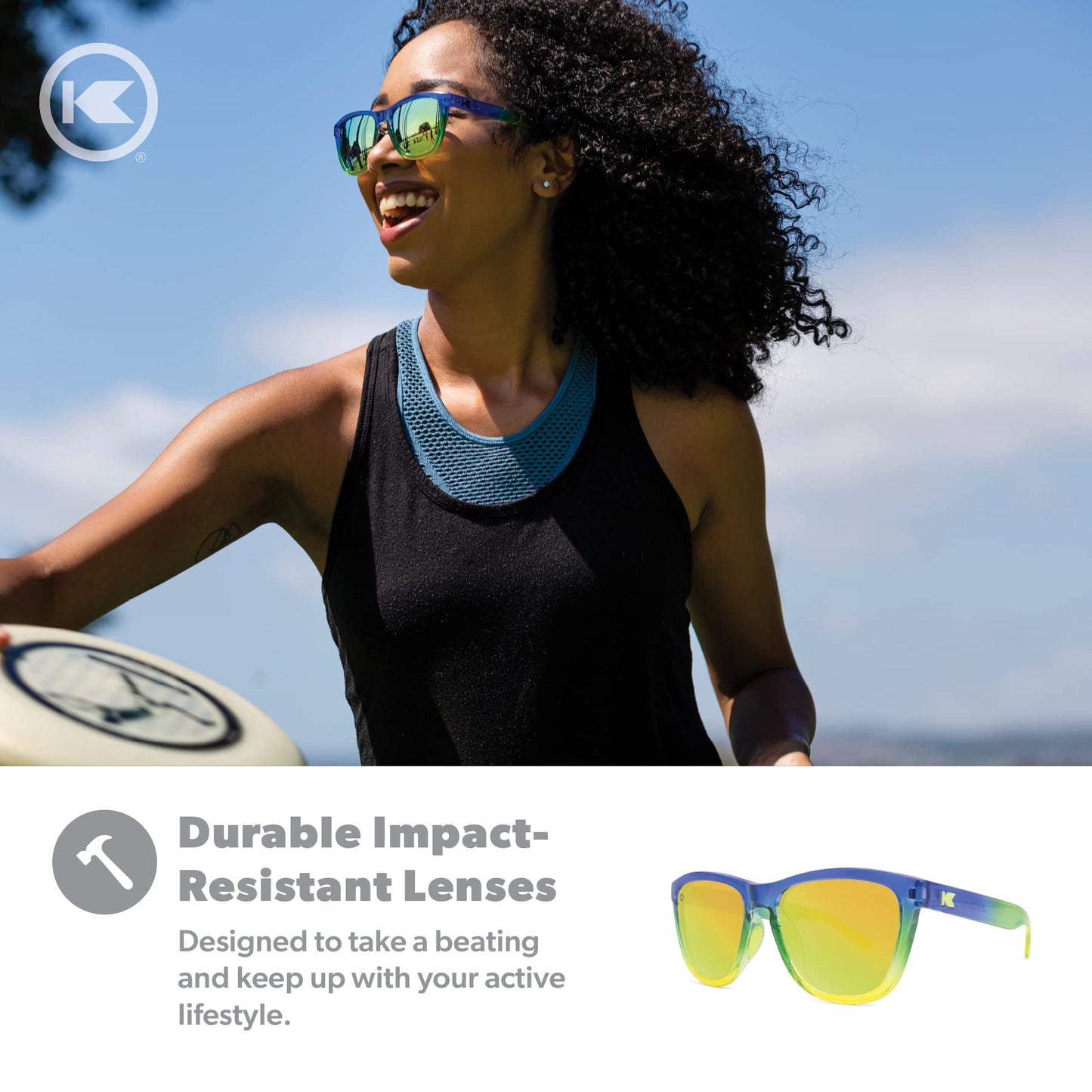 Knockaround Premiums Sport - Polarized Running Sunglasses for Women & Men - Impact Resistant Lenses & Full UV400 Protection, Cool Runnings