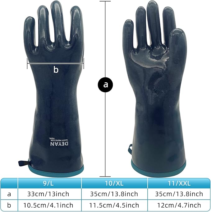 DEYAN Silicone BBQ Gloves, 600°F Heat Resistant Oven Mitts for Grilling, Smoking & Baking - Waterproof, Oil Proof Non-Slip Kitchen Gloves for Cooking, Frying, BBQ Accessories(10/XL)