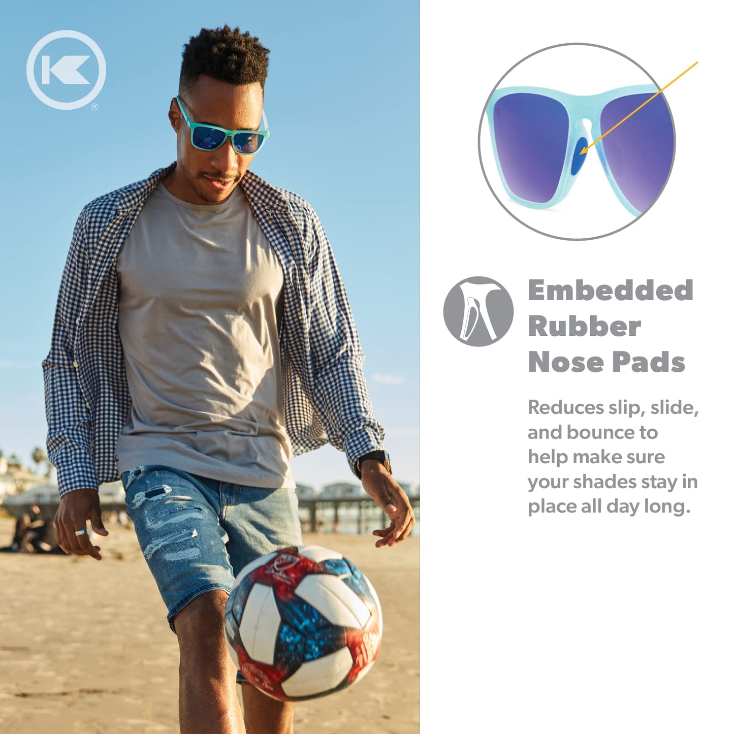Knockaround Fast Lanes Sport - Polarized Running Sunglasses for Women & Men - Impact Resistant Lenses & Full UV400 Protection, Icy Blue/Moonshine
