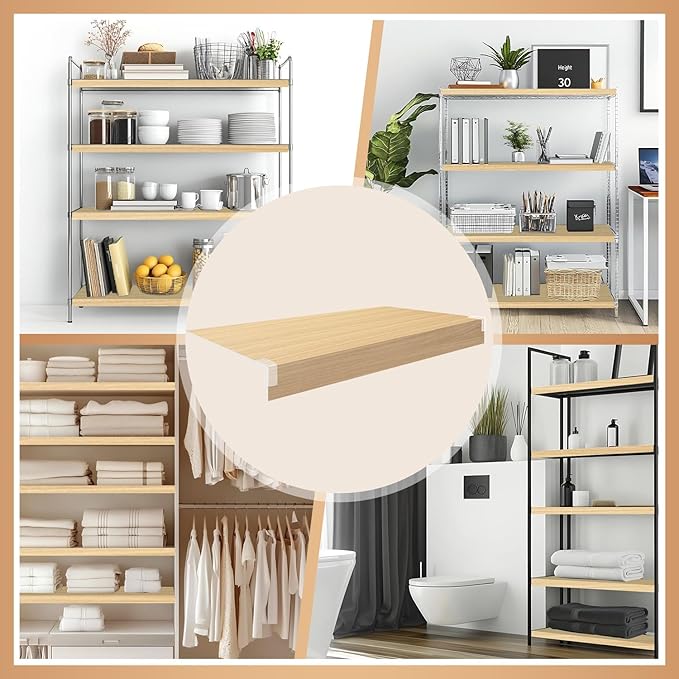 5 Pcs Wire Rack Covers 33x16x2.5 inch PVC Pantry Shelf Cover 0.31 inch Thick Removable Closet Wire Rack Shelf Covers,Decoration Kitchen Bathroom Office Shelving (Wood Color,33x16x2.5inch)