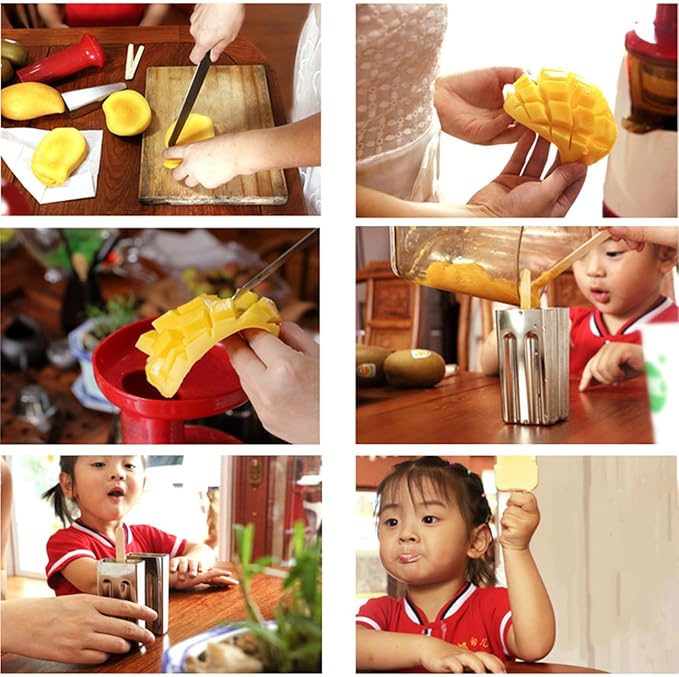 Set of 6 Stainless Steel Popsicle Molds Kit, Metal Popsicle Moulds,Homemade Ice Treat Makerwith 50 Wooden Sticks and 6 Silicone Seals and 20 Pop Bags,Cleaning Brush(semi-circular)