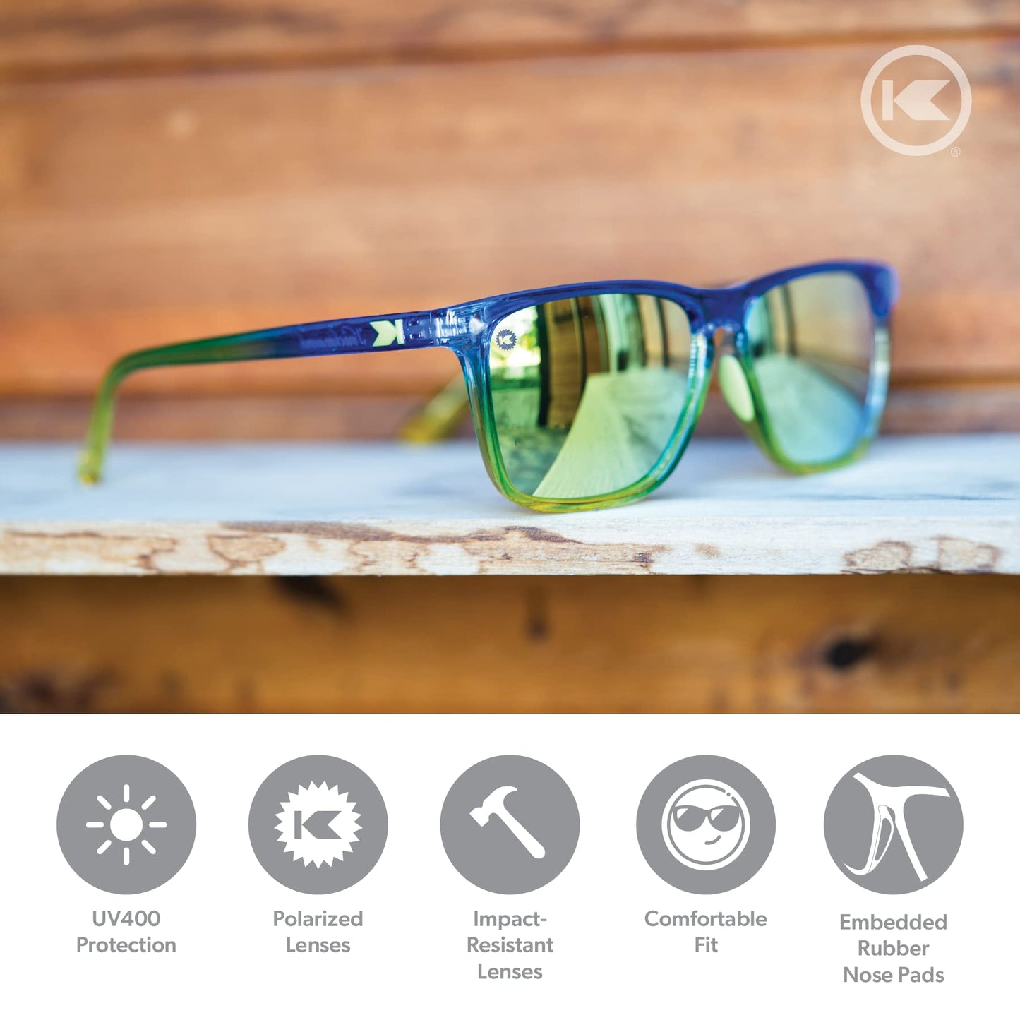 Knockaround Fast Lanes Sport - Polarized Running Sunglasses for Women & Men - Impact Resistant Lenses & Full UV400 Protection, Cool Runnings