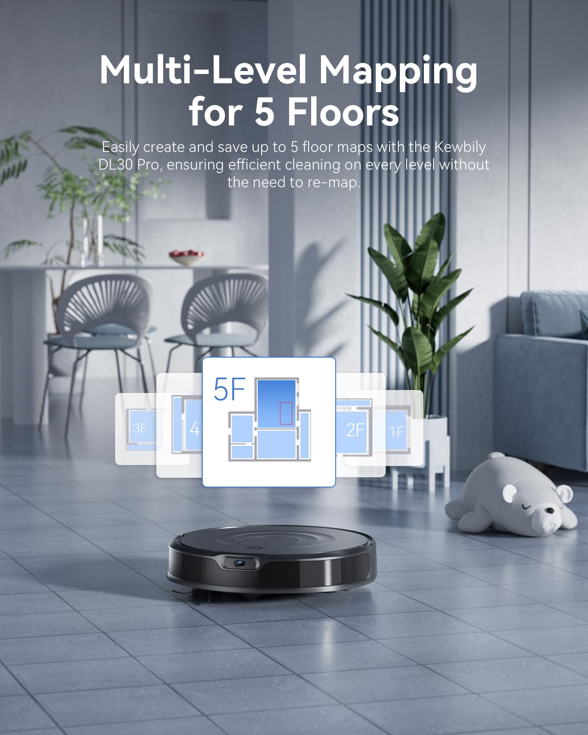 Kewbily Robot Vacuum and Mop Combo, LiDAR Navigation with Ultra Slim Design, Smart Mapping Robotic Vacuum Cleaner, 9000Pa Suction, Customizable Cleaning for Pet Hair, Carpets, and Hard Floors
