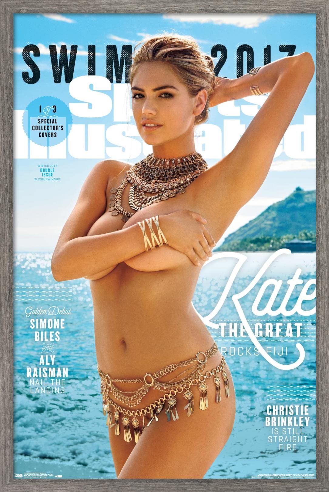 Trends International Sports Illustrated: Swimsuit Edition - Kate Upton Cover 2 17 Wall Poster, 14.725" x 22.375", Barnwood Framed Version