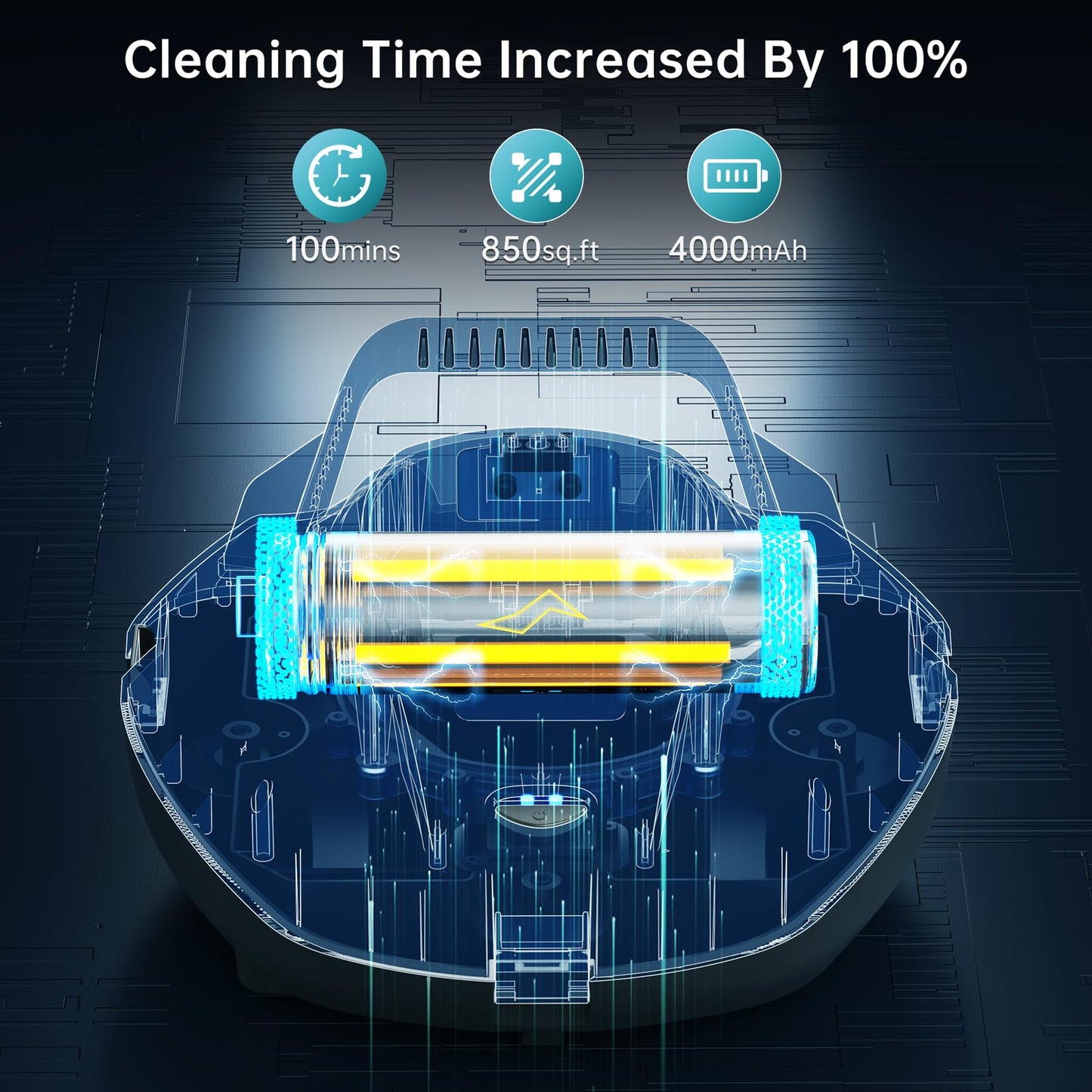 CoasTeering Pool Vacuum Robot with Brushes (2 Pack), Cordless Robotic Pool Cleaner with 100 Mins Runtime, Powerful Suction, Fast Charging, Self-Parking, Ideal for Above Ground Pools