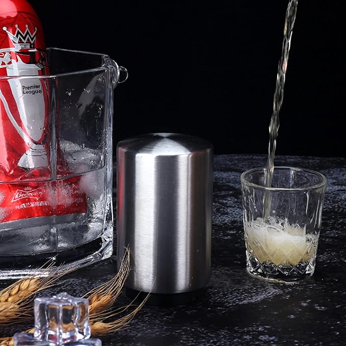 3 Pieces Automatic Magnetic Beer Bottle Opener(Stainless Steel), Portable Pop the Top Wine Bottle Cap Catcher, Quick Open, No Damage Push Down Bartender Tools for Bar, Home, Kitchen, Party, Restaurant