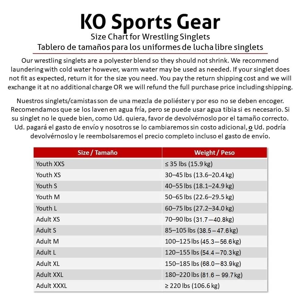 KO Sports Gear - Unisex Wrestling Singlet (Bikini, Adult Large)