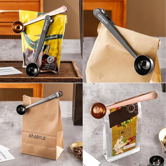 Coffee Scoop With Bag Clip, Multi-Function Milk Powder Measuring Spoon With Sealed Clamps, 20ml (Rainbow Color)