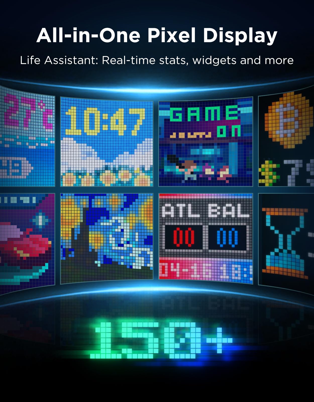Govee Gaming Pixel Light, RGBIC LED Panel with Real-time Info Display, 150+ Scene Modes & DIY Options, Smart Pixel Lights (Wi-Fi Only), Works with Alexa, Ideal for Game Room Decor, 52x32 Pixels