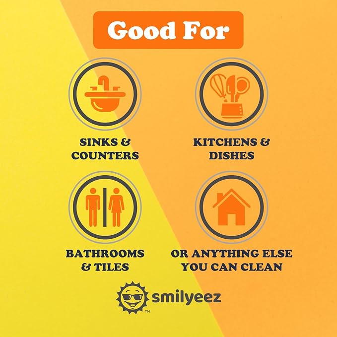 Smilyeez Caddy Combo, Sink Caddy, Smiling Handle, 2 Scrub Moji Sponges, Dishwand with 2 Mini Moji Sponges (White/Grey Wands)