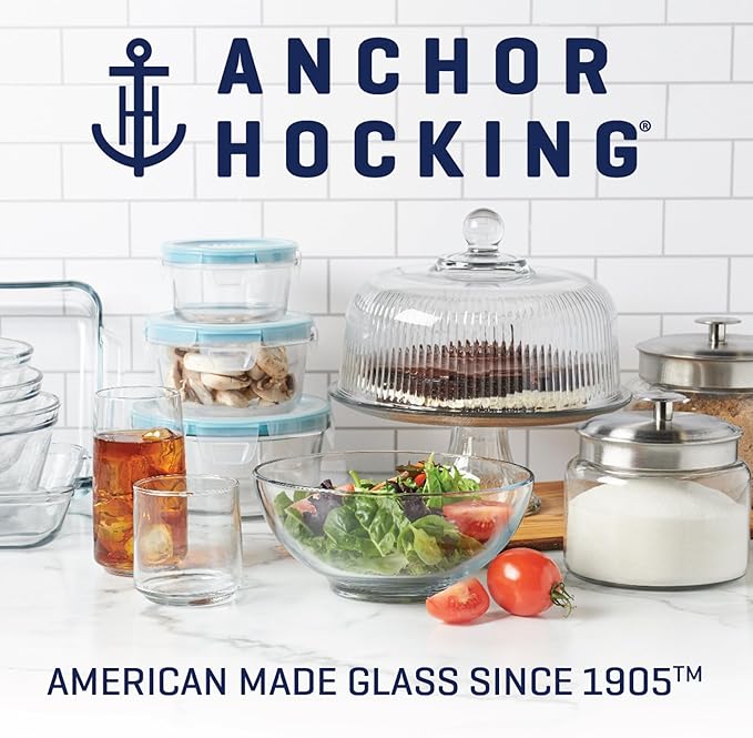 Anchor Hocking SnugFitTM Rectangular Food Storage Containers with Lids (4-Piece, 6-cup, Teal, oven-safe)