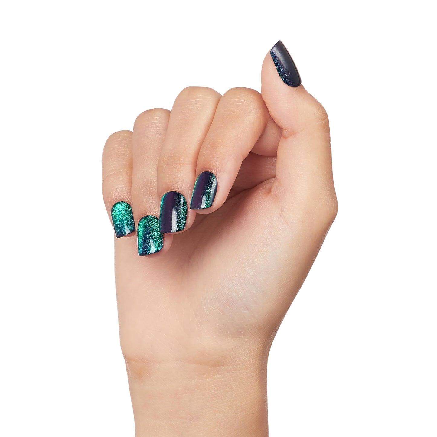 KISS imPRESS No Glue Mani Press-On Nails, Color FX, 'Better Things', Dark Green, Short Size, Squoval Shape, Includes 30 Nails, Prep Pad, Instructions Sheet, 1 Manicure Stick, 1 Mini File