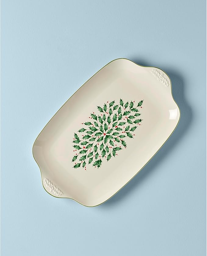 Lenox 886163 Holiday Large Porcelain Serving Turkey Platter, Christmas Hosting