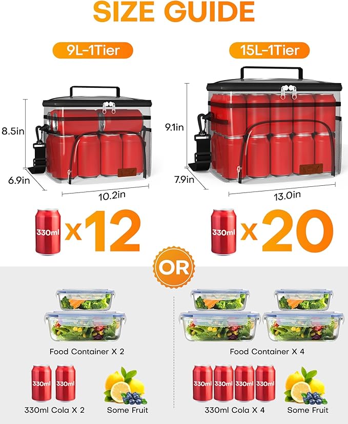 HOTOR Insulated Lunch Box for Men & Women - Leak-Proof Cooler Lunch Bag with 4 Pockets, Adjustable Strap, Ideal for Work, Picnic, Travel - Medium, Green Flower, 10.2"×6.9"×8.5"