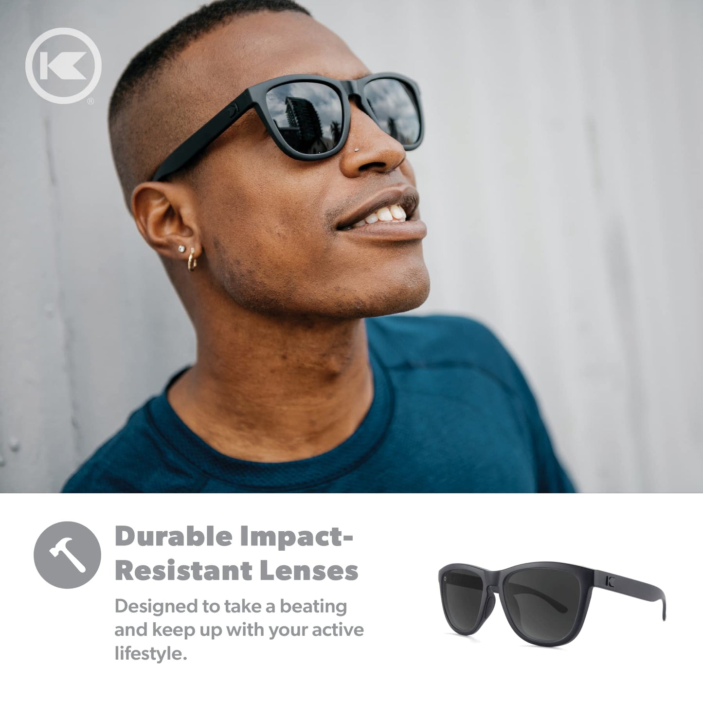 Knockaround Premiums Sport - Polarized Sunglasses For Running & Fitness (Matte Black on Black Frame/Polarized Black Lenses)