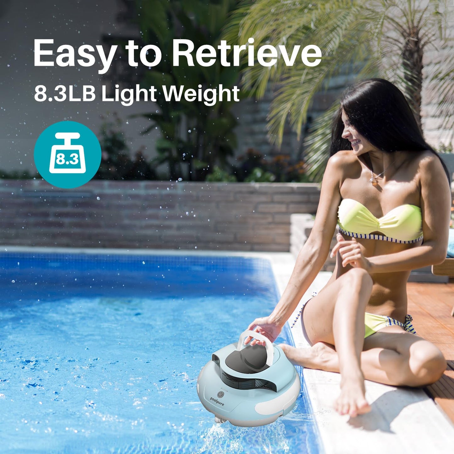 AquaGuard SE III Cord-Free Robotic Pool Cleaner with Dual 30w Motors, Self-Parking, Ideal for Pools Up to 40 Feet, 100-Minute Runtime, Pool Vacuum Robot, 2025 Upgrade (White Blue)