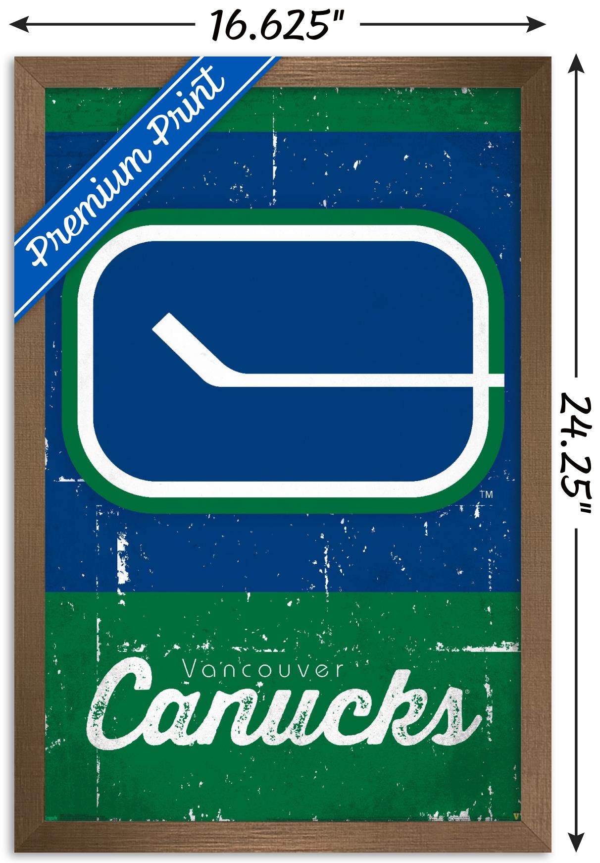 Trends International NHL Vancouver Canucks - Retro Logo 13 Wall Poster, 14.725" x 22.375", Bronze Framed Version