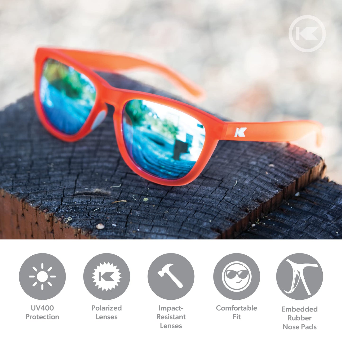 Knockaround Premiums Sport - Polarized Running Sunglasses for Women & Men - Impact Resistant Lenses & Full UV400 Protection, Fruit Punch Red/Aqua