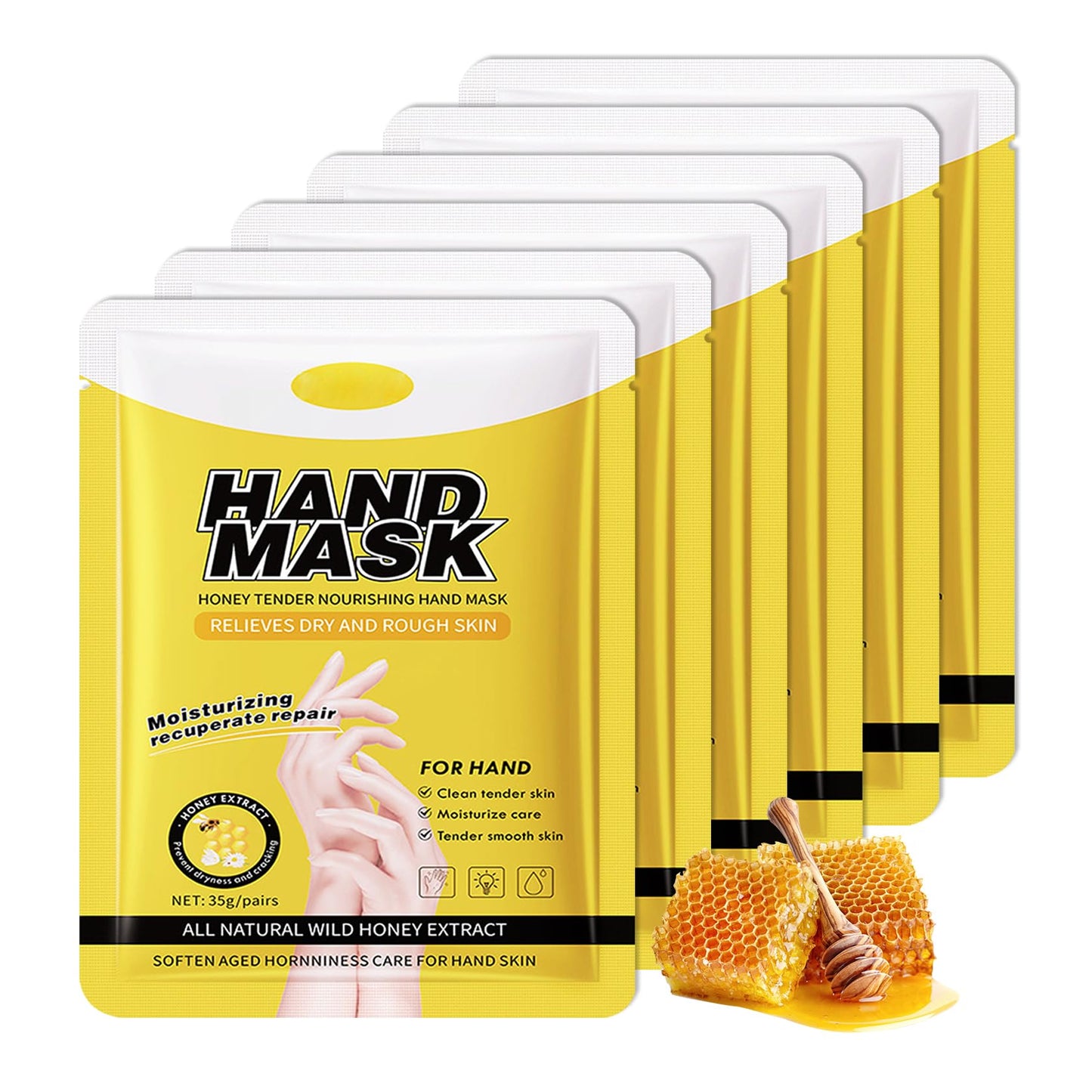 LZYLLS 6 Pairs Hand Masks Moisturizing Gloves, Hydrating Hand Mask Moisturizer Gloves Care for Dry Cracked Hands, Smooth Long Lasting Soft Firming Hand Mask Gift Set for Men Women(M