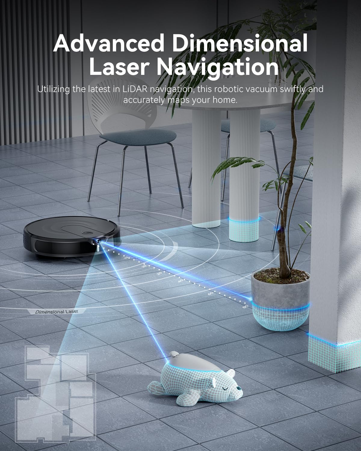 Kokaidia Robot Vacuum and Mop Combo, LiDAR Navigation, 9000Pa Suction Robotic Vacuum Cleaner โ Ultra Slim Design, 200 Min Runtime, Auto Recharge, Customizable Cleaning for Pet Hair, Hard Floors