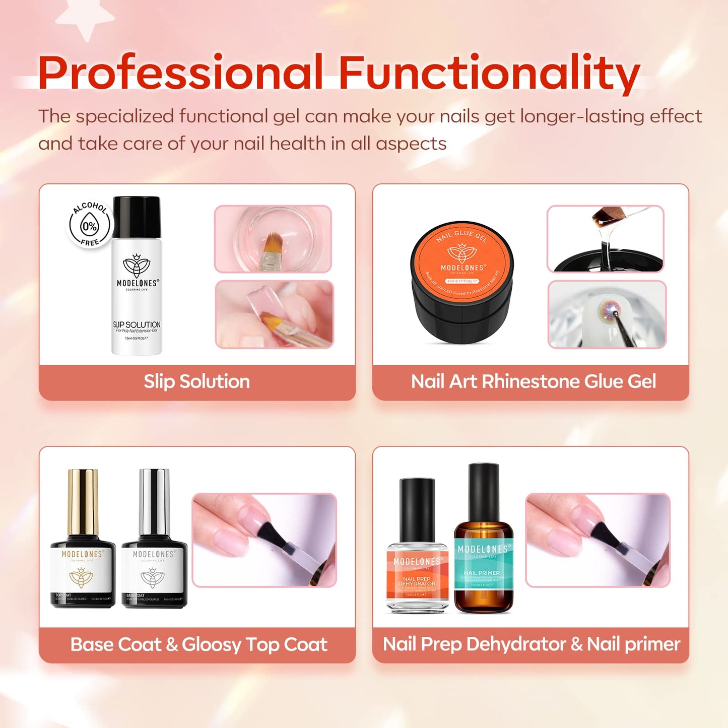 Modelones Poly Nail Gel Kit with 48W U V/LED Lamp 8 Fall Colors Clear Orange Pink Brown Glitter Extension Builder Gel Complete Art Tools Manicure Professional Starter Supplies DIY at Home