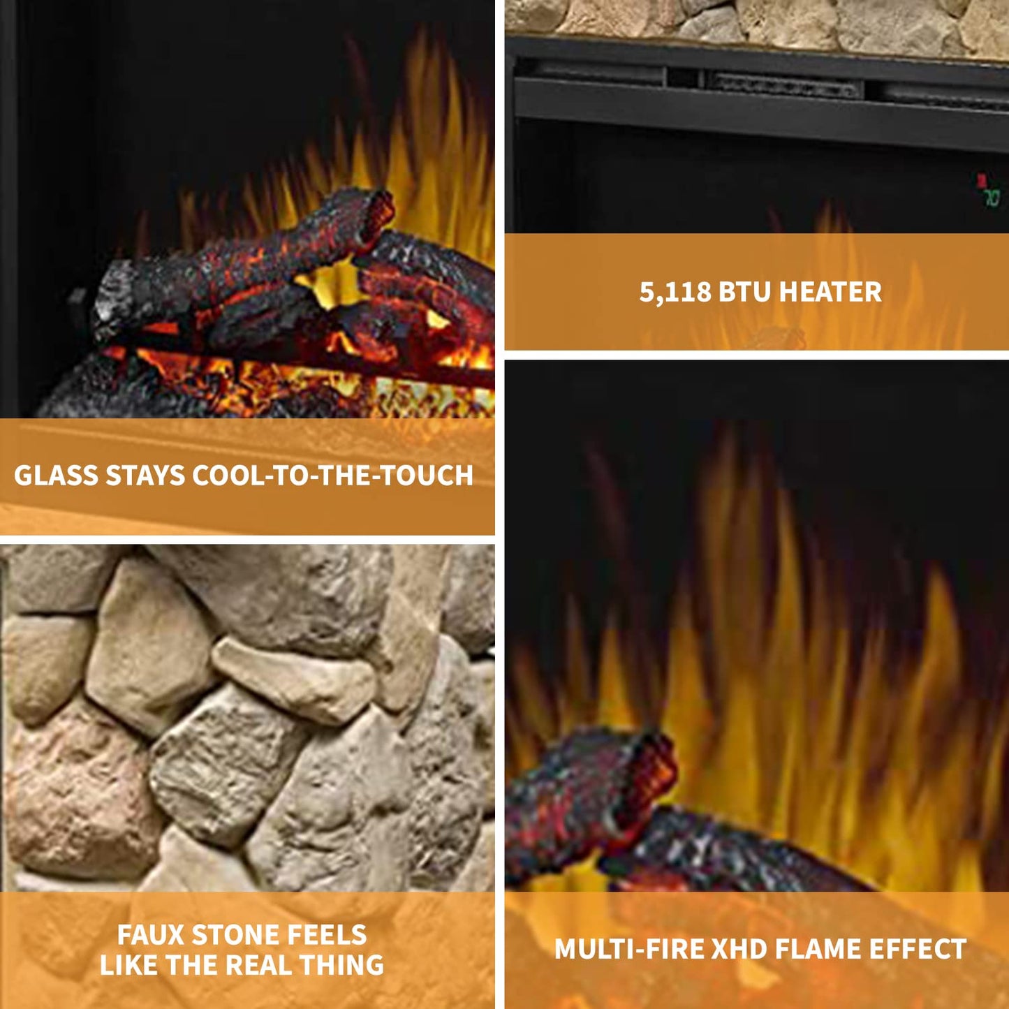 Dimplex Fieldstone Electric Fireplace with Mantel Surround Package | Pine with Natural Stone-Look, 26" - #GDS28L8-904ST