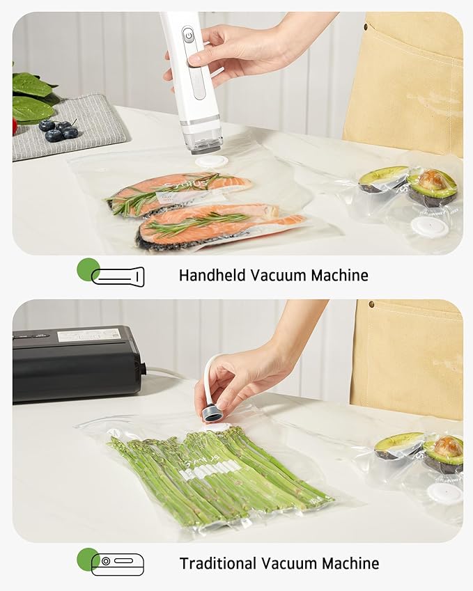 Syntus Vacuum Sealer Bags for Food, 60 Pcs (S+M+L) 8" x 10" and 10" x 13.8" and 11.8" x 13.8" Food Storage Bags for Sous Vide Cooking Microwave Heating, Air Valve Zipper Bags