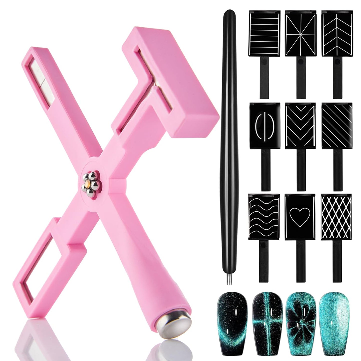 Dr.nail 11Pcs Nail Magnet Set - Cat Eye Gel Nail Polish Magnet for Nails, Magnet Tools for DIY Nail Art