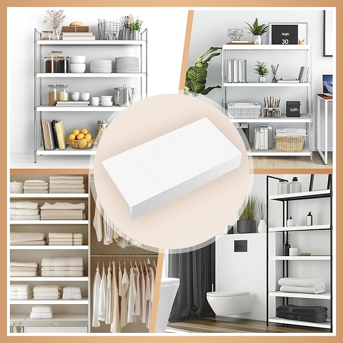 5 Pcs Wire Rack Covers 36x16x3 inch PVC Pantry Shelf Cover 0.31 inch Thick Removable Closet Wire Rack Shelf Covers,Decoration Kitchen Bathroom Office Shelving (Light luxury white,36x16x3 inch)